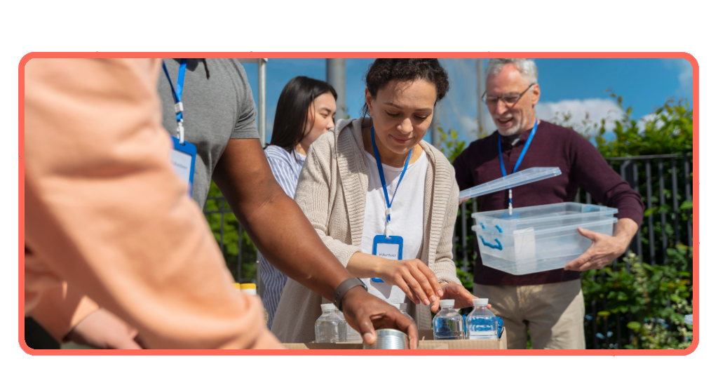 People volunteering and helping in community work