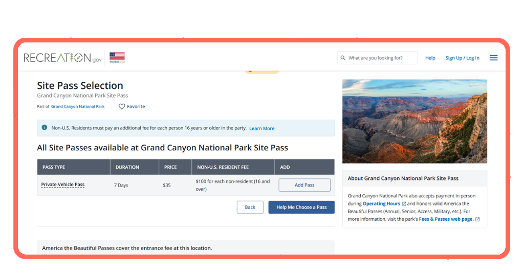 America the Beautiful Pass purchase confirmation screen