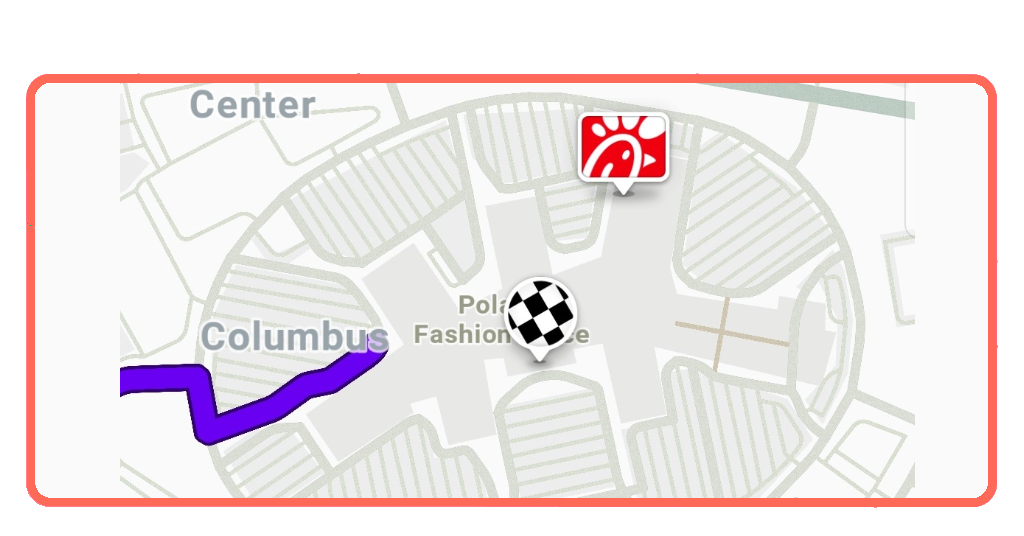 Waze search bar showing stadium destination input with alternative route options