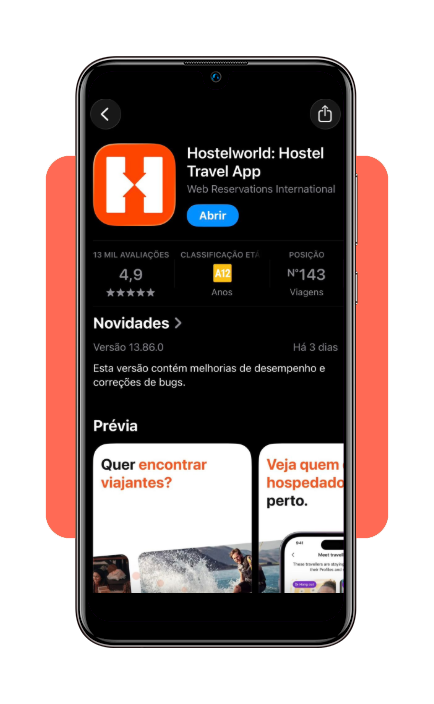 Hostelworld app interface showing booking options