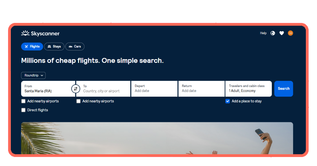 Planning a World Cup trip itinerary on Skyscanner