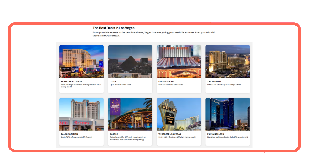 Step 5 - track packages and deals for Las Vegas on a budget