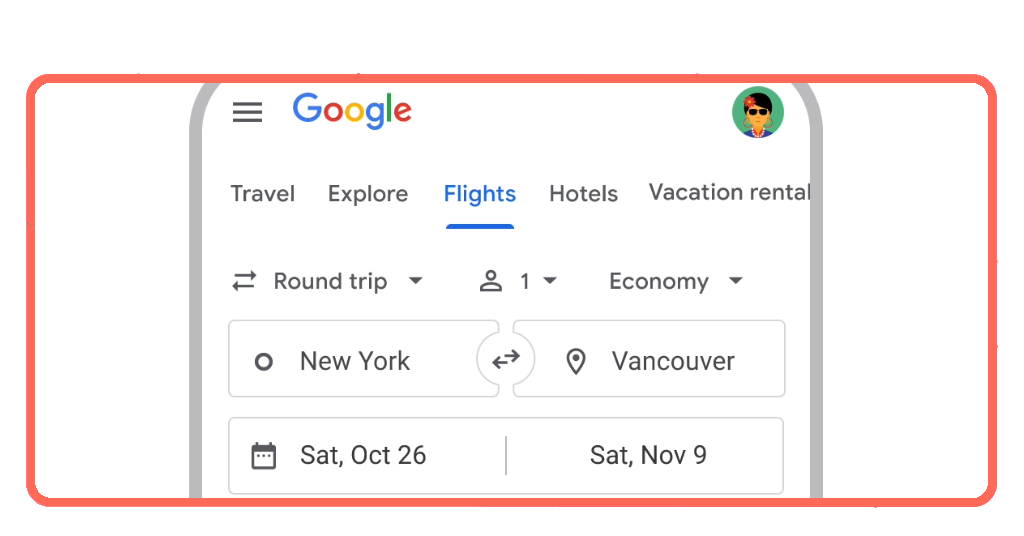 Google Flights interface showing cheaper flight options and flexible date search